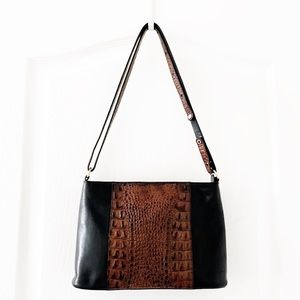 BRAHMIN Vintage Leather Croc Shoulder Bag